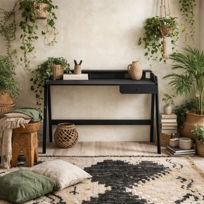 Wyld Haus Heppt Black Wood Veneer Desk With 1 Drawer