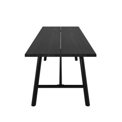 Wyld Haus Northmere Black Grain Wood-Effect Dining Table With Black Metal Legs from B&Q