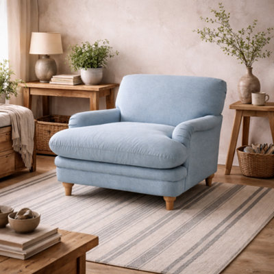 Wyld Haus Bambola Retro Duck Egg Chenille Armchair from B&Q