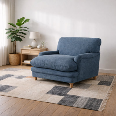 Wyld Haus Bambola Retro Chenille Armchair In Denim Blue from B&Q