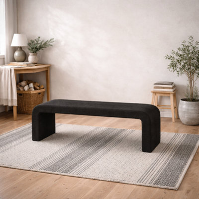 Wyld Haus Palermo Minimalist Curved Black Boucle Upholstered Bench from B&Q