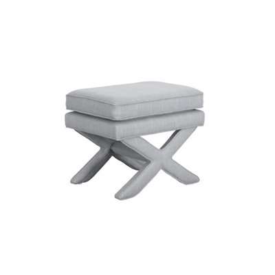 Wyld Haus Theodor Light Grey Linen Stool With X-Shape Cross Legs from B&Q
