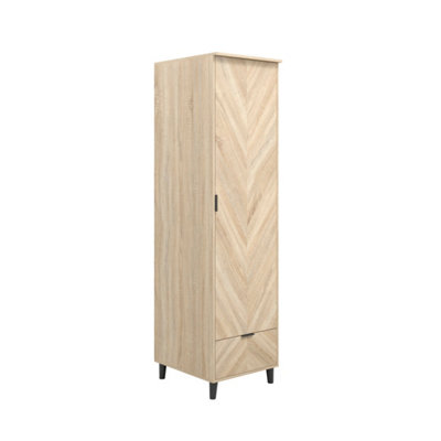 Wyld Haus Skerries Single-Door Wardrobe With Oak DrawerMatt White1900mm from B&Q