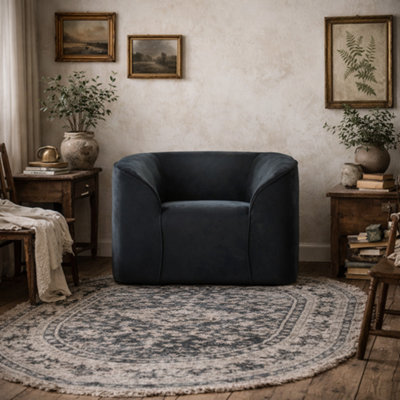 Wyld Haus Carlow Black Velvet Armchair Sculptural Modern Dining And Accent Chair from B&Q