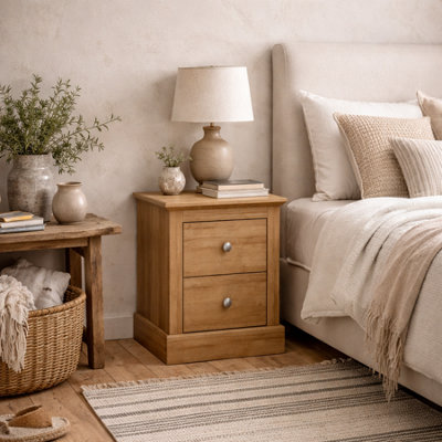 Wyld Haus Ardee 2-Drawer Natural Oak Bedside Table from B&Q