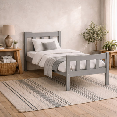 Wyld Haus Tralee 3Ft Single Bed In Grey Washed Pine With Panelled Headboard And Footboard from B&Q