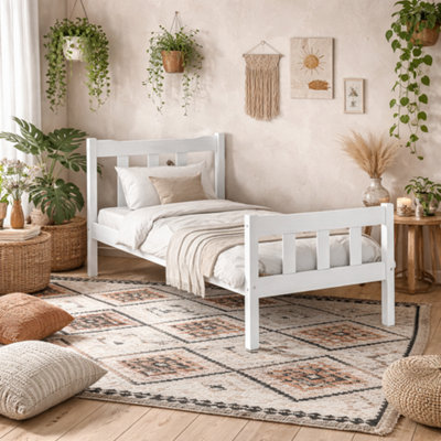 Wyld Haus Tralee White Washed Pine 3Ft Single Bed With Slatted Head And Footboard from B&Q
