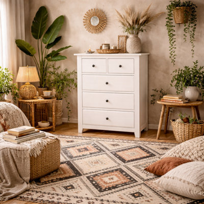 Wyld Haus Tralee White-Washed Pine 3+2 Drawer Chest 1200 X 900 X 390 mm from B&Q