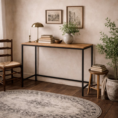 Wyld Haus Lucan Oak-Effect Desk With Black Metal Legs from B&Q