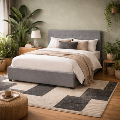 Wyld Haus Carrick 5Ft King Velvet Bed With Tufted Headboard And Underbed Storage from B&Q