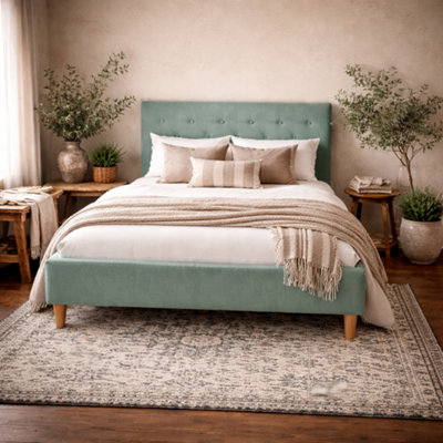 Wyld Haus Kinsale 4Ft6 Double Bed Tufted Velvet Headboard And Footboard from B&Q