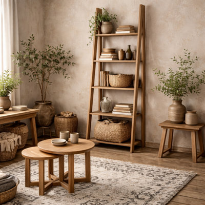 Wyld Haus Athy Brown Oak Ladder Bookcase 5 Shelves from B&Q