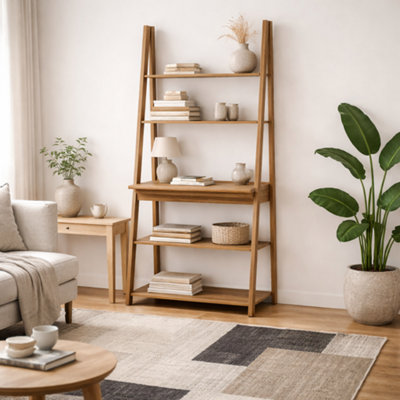 Wyld Haus Athy Brown Oak Ladder Desk With 3 Shelves from B&Q