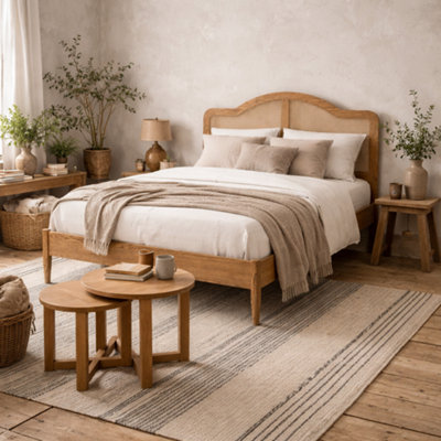 Wyld Haus Nenagh 4Ft6 Double Bed With Curved Rattan Headboard from B&Q