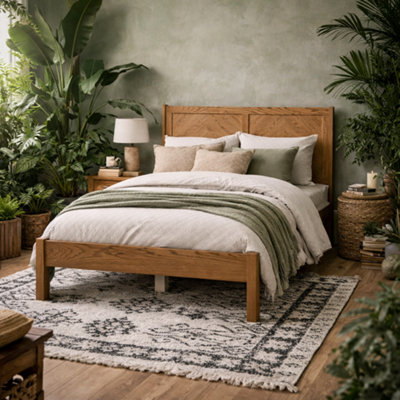 Wyld Haus Dungarvan Chevron Wooden Double Bed 4Ft6 With Headboard from B&Q