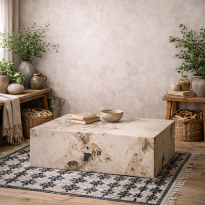 Wyld Haus Dingle Brown Pandora Marble Effect Rectangular Coffee TableMatt Composite from B&Q