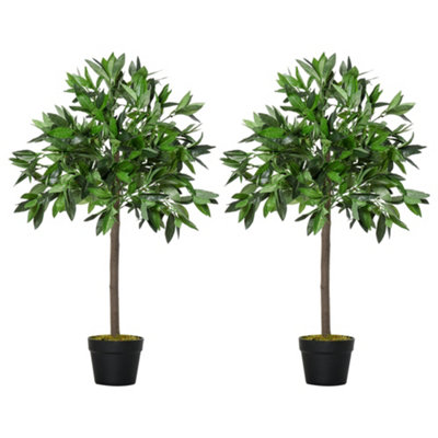 Wyld Haus Rani Sumo Set Of 2 Artificial Bay Laurel Topiary Trees In Pots 90Cm For Indoor Use from B&Q