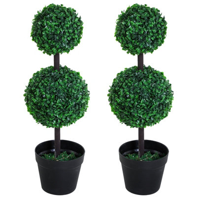 Wyld Haus Toto Nami Set Of 2 Artificial Boxwood Ball Topiary Trees In Pots67Cm Indoor Faux Plants from B&Q
