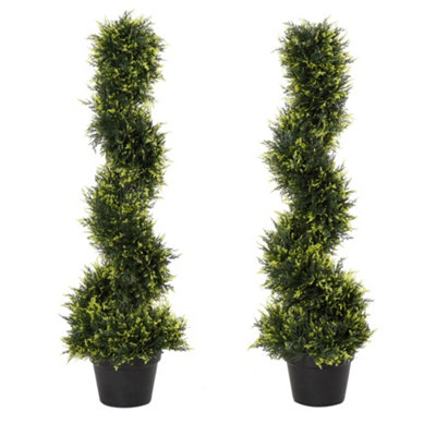 Wyld Haus Dinolu Set Of 2 Artificial Spiral Topiary Trees In Pots90CmGreenIndoor from B&Q