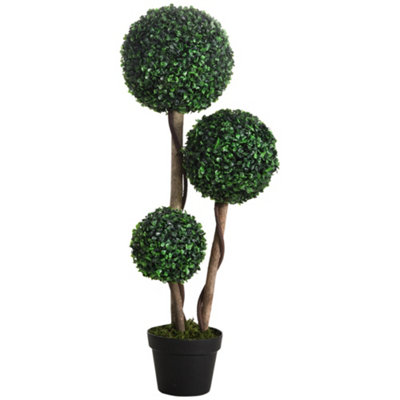 Wyld Haus Moneri Dark Green Three-Ball Artificial Boxwood Topiary Tree In Weighted Pot90 Cm Tall from B&Q