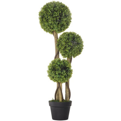 Wyld Haus Tosero Light Green Three-Ball Artificial Boxwood Topiary Tree In Black Pot90 Cm from B&Q
