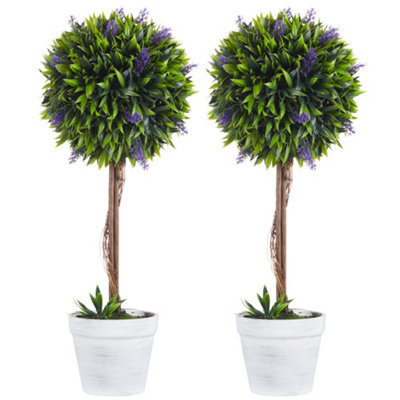 Wyld Haus Kema Mado Set Of 2 Artificial Lavender Ball Trees In Pots 60CmIndoor And Outdoor Decorative Faux Plants from B&Q