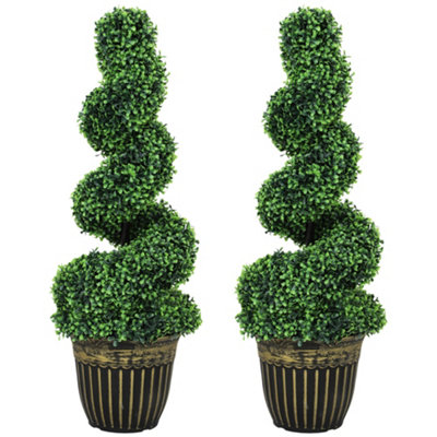 Wyld Haus Kayoyo Set Of 2 Artificial Spiral Boxwood Topiary Trees For Decorative Placement90Cm. from B&Q