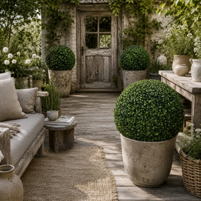 B&Q -  Tasa Halo Pair Of Artificial Boxwood Ball Plants40 Cm Green FinishLow MaintenanceIndoor Or Outdoor Decor