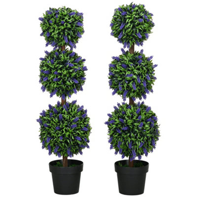 Wyld Haus Lazi Set Of 2 Artificial Lavender Ball Trees In Decorative Pots110Cm TallPair from B&Q