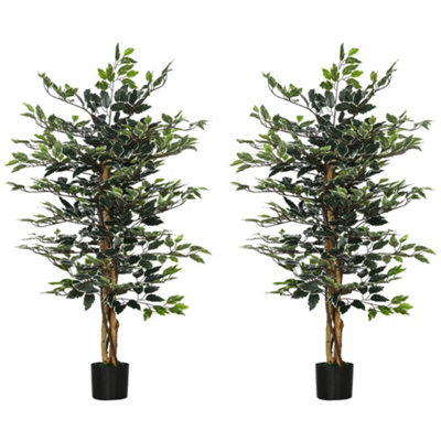 Wyld Haus Diraco Set Of 2 Artificial Ficus-Style Trees 130Cm Indoor Decorative Set With Pots from B&Q