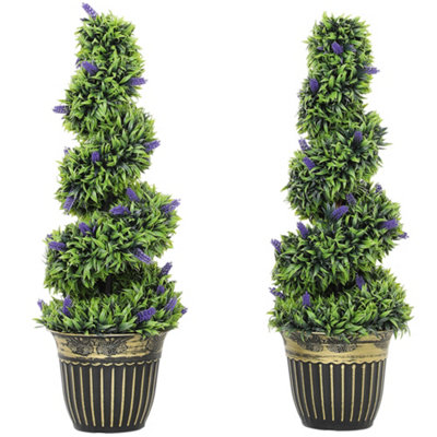 Wyld Haus Vadi Set Of 2 Artificial Lavender Spiral Topiary Trees90CmBlue. from B&Q