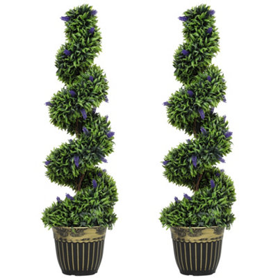 Wyld Haus Ribara Set Of 2 Artificial Lavender-Style Spiral Trees115Cm PairBlue. from B&Q