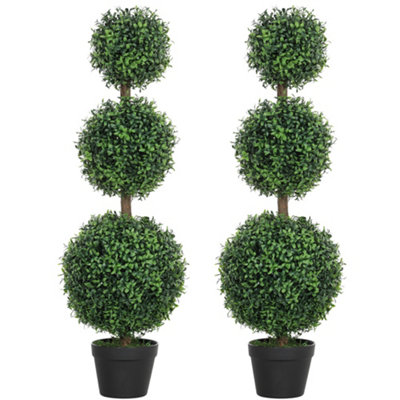 Wyld Haus Rafile Set Of 2 Artificial Boxwood Topiary Trees Triple Ball Design H8 100CmUv-ProtectedStable PotsIndoor/outdoor from B&Q