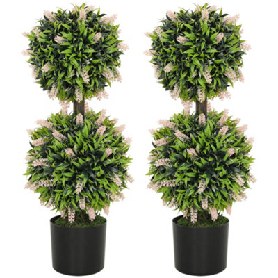 Wyld Haus Nosu Set Of 2 Artificial Lavender Ball Topiary Trees In Pots70 CmPink And Green from B&Q