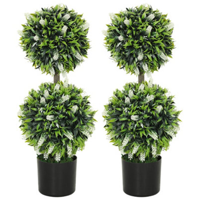 Wyld Haus Kelola Veka Set Of 2 Artificial Lavender Ball Trees In Pots70CmWhite And Green from B&Q