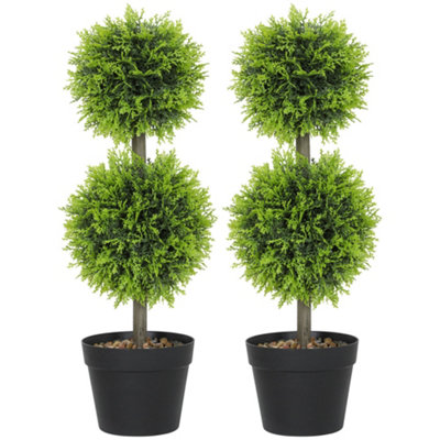 Wyld Haus Leka Fadi Set Of 2 Artificial Boxwood Double-Ball Topiary Trees 60Cm H8. from B&Q