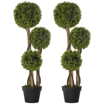 Wyld Haus Sasafa Tane Set Of 2 Light Green Artificial Boxwood Ball Topiary Trees In Pots90Cm H from B&Q