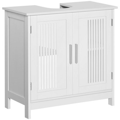 Wyld Haus Novaso White Under Sink Vanity UnitDouble DoorsAdjustable ShelfU-Cut Outlet600mm W. from B&Q