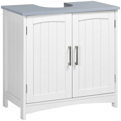 Wyld Haus Nebama Faux Pedestal Sink Vanity Cupboard 60CmWhite Gloss With Adjustable Shelving And Anti-Tip Fittings from B&Q
