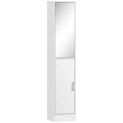Wyld Haus Lesa White Tall Bathroom Storage Cabinet With Mirror And Adjustable ShelvesSlim Freestanding Unit from B&Q