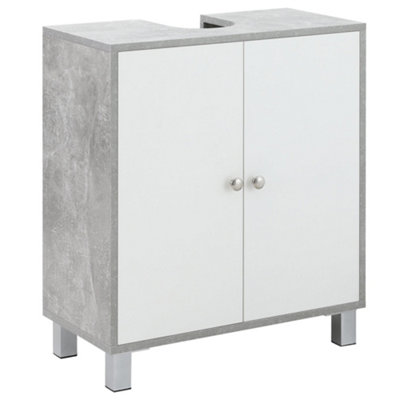 Wyld Haus Lisa Keco Under-Sink Vanity Storage Cabinet With Adjustable ShelvesWhite And Grey60Cm X 30Cm X 68Cm from B&Q