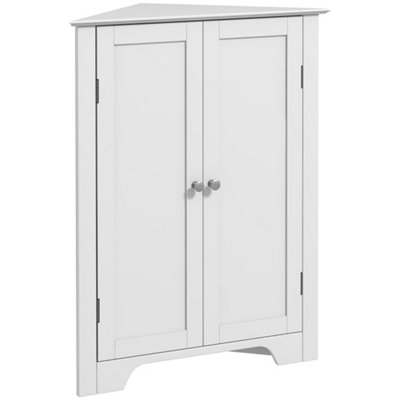 Wyld Haus Zipaka Sasa Corner Bathroom Storage Cabinet WhiteSlim Freestanding Unit With Recessed Door And Adjustable Shelves from B&Q