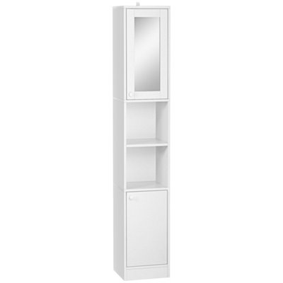 Wyld Haus Marila Miro Narrow Tall Bathroom Cabinet With MirrorAdjustable Shelves And Double DoorsWhite1700mm from B&Q