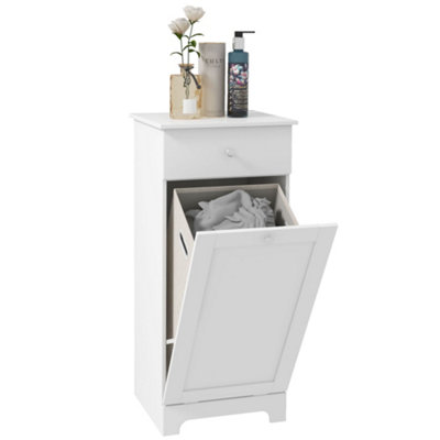 Wyld Haus Fala White Single Tilt-Out Hamper Cabinet With Top Drawer40 X 40 X 90.5 Cm from B&Q