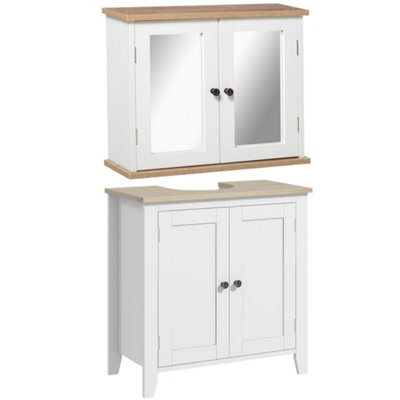 Wyld Haus Lumo 60Cm Vanity Unit And Wall Mirror Cabinet SetWhite And Wood Grain from B&Q