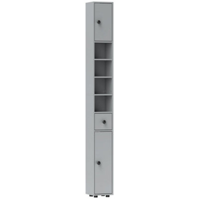 Wyld Haus Tasere Tall Slim Bathroom Storage Cabinet With DrawerShelves And CupboardsGrey20W X 20D X 180H Cm from B&Q