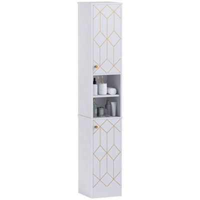 Wyld Haus Conosu Mato Slim Freestanding Bathroom Cabinet 30W X 30D X 170H Cm White With Doors And Adjustable Shelves from B&Q