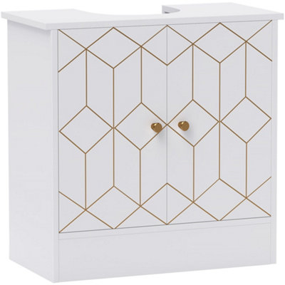 Wyld Haus Verado Under-Sink Bathroom Cabinet 60W X 30D X 60H Cm White With U-Shaped Cut-Out And Adjustable Shelves from B&Q