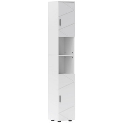 Wyld Haus Domifa Tall Slim Bathroom Storage Cabinet 30W X 30D X 183H CmWhite Embossed DoorsAdjustable Shelves from B&Q