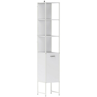 Wyld Haus Neliha Tall Slim Bathroom Storage Cabinet 33W X 33D X 185H Cm White. from B&Q